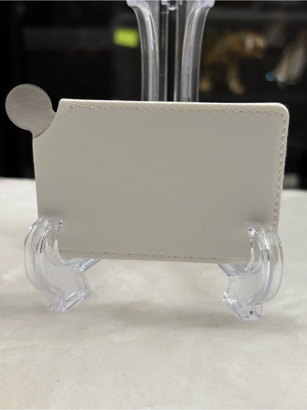 NEW GWP CHANEL WHITE LEATHER CARD HOLDER/MiRROR